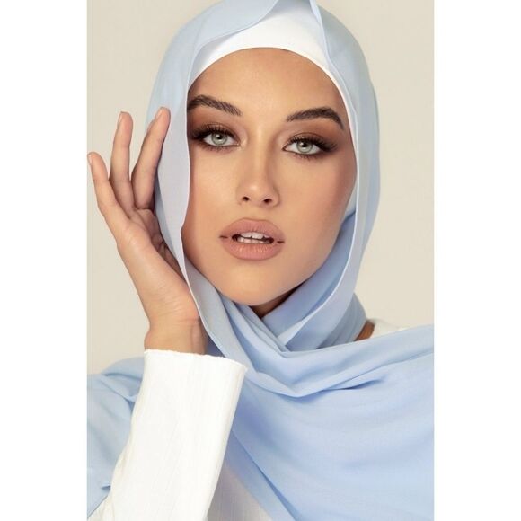 𝅺Baby Blue Chiffon Hijab Hair Head Wrap Scarf - Picture 1 of 4
